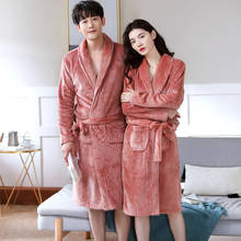Lover's Nightgown Men Women Comfort Flannel Robes Cute Soild Kimono Sleepwear Winter Autumn Spring New Couples Loose Bathrobe 2024 - buy cheap