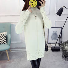 Autumn Winter Women's Casual Sweater Dress Half High Collar Loose Rivet Beads All-match Ladies Slim Knit Sweater Female Jumper 2024 - buy cheap