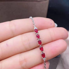 Nova vinda natural e real ruby bangle 925 prata esterlina jóias finas rubi pulseira 2024 - compre barato
