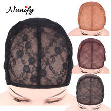 Nunify-gorro para hacer pelucas con doble encaje, gorra para tejer con correa ajustable, color negro, marrón y Beige, 2 unids/lote 2024 - compra barato