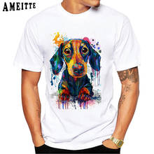 AMEITTE New Summer Fashion Men t-shirt Colorful Dachshund  Print T-Shirt Funny Animal Design Man Tops Cool Boy Casual Tees 2024 - buy cheap
