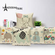 Cartoon Elephant Throw Pillows Case Cute Animal Dream Decor Home Cushions Linen Decorative Home Pillow for Sofa Coussin De Salon 2024 - buy cheap