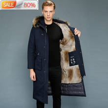 Real Coat Men Parka Long Winter Goose Jacket Warm Rabbit Fur Liner Outerwear Men's Down Jackets 1A07-1 B23109 2024 - buy cheap