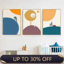 Cartoon Abstract Geometry Creative Color Block Animal Bird Car Canvas Painting Wall Picture Poster Living Room Decoration 2024 - buy cheap