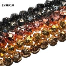 Natural Faceted Colorful Volcanic Lava Mineral Beads Plated Loose Stone For Jewelry Making DIY Bracelet Necklace 6 8 10 12mm 2024 - buy cheap