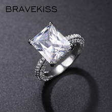 Bravekiss luxo claro prong definir quadrado anéis de casamento zircônia cúbica noivado anel de amor para mulher acessórios bur0575a 2024 - compre barato