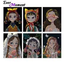 Ever Moment-pintura con diamantes, retrato de niña, pintura con diamantes cuadrados completos, taladros de resina, decoración, regalo, ASF2160 2024 - compra barato