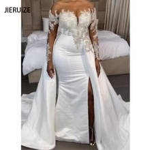 JIERUIZE-vestidos de novia de lujo con cuentas plateadas, tren desmontable, manga larga con cordones en la espalda, vestidos de novia africanos 2024 - compra barato