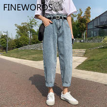 FINEWORDS Casual 2020 High Wasit Boyfriend Jeans For Women Korean Style Denim Harem Pants Harajuku Streetwear Baggy Jeans Femme 2024 - buy cheap