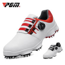 PGM 2019 обувь для гольфа мужские кожаные водонепроницаемые шнурки для кроссовок, для занятий спортом, для ногтей, спортивные кроссовки, вращающиеся ручки, обувь для гольфа 2024 - купить недорого