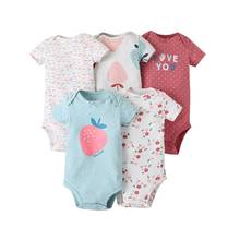 5 Pieces/Lot Infant Baby Bodysuit 2020 Summer Cotton Baby Jumpsuit Overall Cartoon Floral Print Newborn Bebe Kids Girl Clothes 2024 - buy cheap