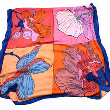 New Fashion Summer Scarf for Women Orange Patchwork Women Cotton Shawl Scarf Elegant Flower Muslim Shawls Pashmina Hijab Wrap 2024 - buy cheap