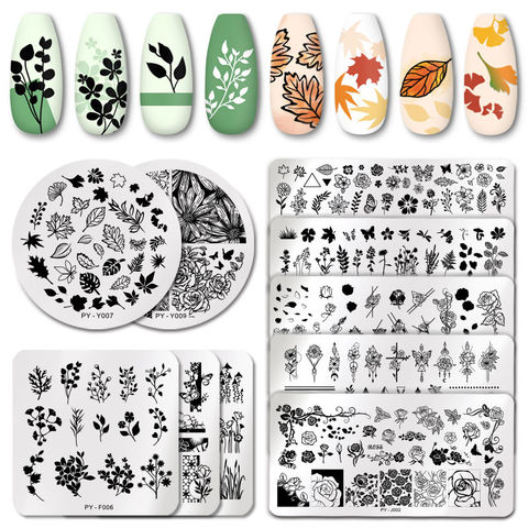 PICT YOU Flowers idea nail Stamping Plates Natural Floral Nail Art Stamping Templates DIY Nail Art Image Plate Stencil Tools 2022 - buy cheap