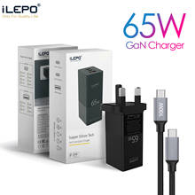 ILEPO 65 Вт Ган USB зарядное устройство с функцией быстрой зарядки PD3.0 QC4.0 Тип C PD зарядное устройство адаптер быстрой зарядки для iPhone 12 Xiaomi Huawei ноутбук 2024 - купить недорого