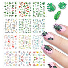 12Pcs/Set Summer Simple Flower Leaves Pattern Nail Water Decals Fruit Nail Transfer Slider Sticker Nail Art Wraps Decoration 2024 - купить недорого