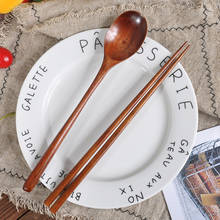 Conjunto de talheres de bambu reutilizável colher de madeira garfo cozinha utensílios de cozinha sopa-colher de chá louça de mesa pacote de pano presente 2024 - compre barato