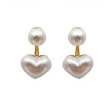 Pendientes de perlas de corazón para niña, aretes colgantes de estilo coreano, dulce y elegante, regalo de cumpleaños, oorbellen 2024 - compra barato