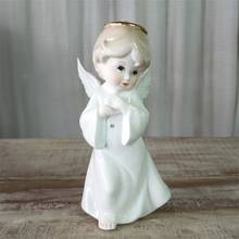 Figura de ángel pequeño de porcelana, decoración en miniatura de Ángel de cerámica, regalo de cumpleaños, accesorios de adorno artesanal artístico 2024 - compra barato
