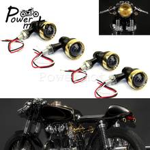 Luz LED de señal de giro delantera y trasera, lámpara intermitente Vintage de latón viejo Shool M10 para Harley, Scrambler, Chopper, Cafe Racer 2024 - compra barato