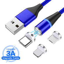 Cable magnético de carga rápida 3A, carga rápida 3,0, Micro USB tipo C para iPhone 7 XS/Samsung S8, Cables de datos magnéticos para teléfono 2024 - compra barato