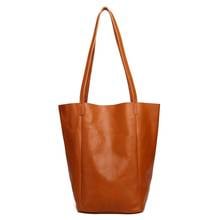 Luxury Soft Real Leather Women Shoulder Bag Casual Lady Shoulder Bag Solid Vintage Genuine Leather Women Handbag Female Tote Bag 2024 - buy cheap