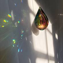 1 шт. красочные лампы Призмы детали Loquat форма Люстра стекло Кристалл Висячие капли подвески 76 мм Рождественское украшение Ловец Солнца 2024 - купить недорого