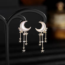 Fashion Copper Material Gold Color Star Moon Shape Dangle Earrings Accessories for Girl Jewelry Charm Luxury Drop Earrings 2024 - buy cheap