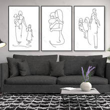 Одежда для мамы и папы, дочери и сына арт проведенными линиями Плакаты абстрактным принтом минималистский Wall Art Холст Картина современного искусства Декор 2024 - купить недорого
