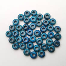 50 unids/lote de piedra natural redonda de ágata azul de 14x8mm, Cuentas grandes para la fabricación de joyas, accesorios para collares y pendientes 2024 - compra barato