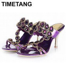 TIMETANG Big size 35-44 new summer fashion women stiletto high heel shoes open toe gladiator slippers diamond rhinestone sandals 2024 - buy cheap