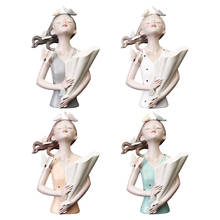 Creative Resin Artistic Bouquet Girl Statue Living Room Home Garden Ornament 2024 - buy cheap