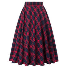 Spring Women's Green Grid Pattern Plaid Skirt Lady's Cute Cotton A-line Skirt Uk 2024 - buy cheap