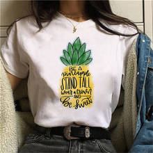 Camiseta de verão de frutas de rua casual feminino abacaxi gráfico de topo camiseta feminina moda macia casual branco camisetas 2024 - compre barato