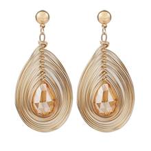 MANILAI Handmade Big Crystal Dangle Earrings For Women 2020 Fashion Gold Color Wire Helical Statement Earrings Bohemia Jewelry 2024 - buy cheap