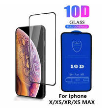Película de vidro temperado 10d para iphone 12 11, 11 pro, max, xs, xr, x, 8, 7, 6, 6s, plus, cobertura total, protetor de tela curva em i12 mini, com 10 peças 2024 - compre barato
