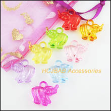 40 New Animal Elephants Charms Acrylic Plastic Pendants Clear Mixed 17.5x19mm 2024 - buy cheap