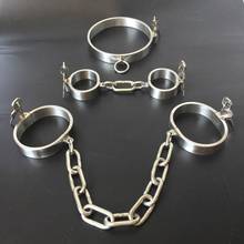 Conjunto de algemas sexuais de aço inoxidável, algemas bdsm, colarinho, produtos sexuais para casais, algemas de bondage 2024 - compre barato