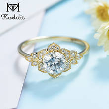 Kuololit 100% Natural Moissanite 58514K10K Yellow gold Ring for Women Round Solitaire ring Engagement bridal promise ring Fine 2024 - buy cheap