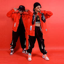 Джазовые современные костюмы для танцев для девочек, Костюмы детская красная рубашка в стиле хип-хоп штаны с подтяжками, костюмы для сцены, DQS3281 2024 - купить недорого