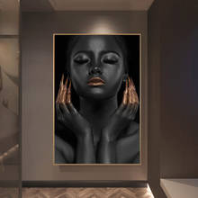 African Art Black Gold Woman Oil Paintings Canvas Wall Art Posters Prints Wall Pictures for Living Room Home Wall Cuadros Decor 2024 - buy cheap