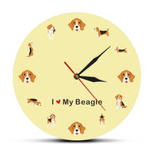 I Love My Beagle-Reloj de pared de dibujos animados, de cuarzo, silencioso, con diseño de cachorro, inglés, perro Beagle, regalo para propietario de tienda 2024 - compra barato