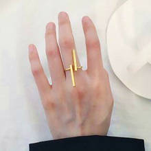 Anéis retráteis de abertura, anel geométrico de dupla palavra, criatividade, articulação ajustável, joias de dedo para mulheres, presente, venda imperdível 2024 - compre barato
