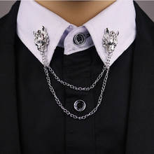 Retro Personality Metal Brooches Pins Dragon's Head Brooch Shirt Collar Chip Tassel Chain Flower Suit Lapel Accessories 2024 - buy cheap