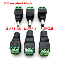 Conector de energia dc macho e fêmea, 5 peças 5.5x2.1mm 5.5*2.5mm 3.5*1.35mm 12v 24v adaptador plug cctv 5.5x2.1 2.5 1.35 2024 - compre barato