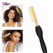 Heating Comb Gold Hair Straightener Multifunctional 2 in 1 Electric Flat Irons Straightening Brush Hot Comb Wet and Dry Hair 2024 - buy cheap