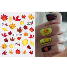 5pcs Maple Leaf Nail Art Sticker Halloween Pumpkin Water Transfer Decals Fancy Pattern Design Watermark Slider Decorations 2024 - buy cheap