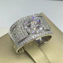 Luxury Male Female 5A Zircon Stone Ring S925 Sterling Silver Love Wedding Rings Promise Love Engagement Rings For Men And Women 2024 - buy cheap