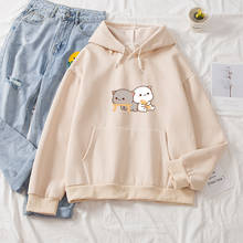 Camisola feminina oversize quente hoodie bonito hip hop kawaii ullzang harajuku coreano engraçado gato impressão algodão hoodies roupas topo 2024 - compre barato