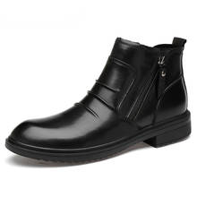 Sapatos de couro bovino natural, botas masculinas quentes artesanais retrô, feito a mão, tamanhos grandes de 36 a 47, botas de couro genuíno para homens 2024 - compre barato