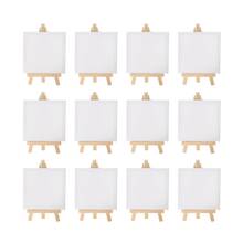 12pcs Artists 5 inch Mini Easel +3 inch x3 inch Mini Canvas Set Painting Kids Craft DIY Drawing Small Table Easel for School 2024 - buy cheap